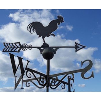 Cockerel Weathervane - Solid Steel - W61 x H88 cm - Powder Coated Black