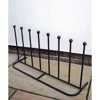 4 Pair Boot Rack (Long) - Wellie Stand - Steel - L30.4 x W88.9 x H48.3 cm - Powder Coated Black
