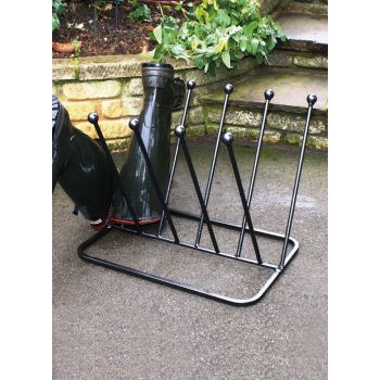 5 Pair Diagonal Boot Rack (Round) - Wellie Stand - Steel - L35.6 x W53.3 x H45.7 cm - Powder Coated Black