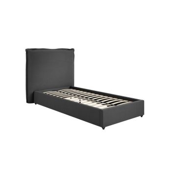 Sunday Single Bed Frame (Pack of 2) - Linen Blend - L219 x W128 x H120 cm - Deep Grey - Flat Pack
