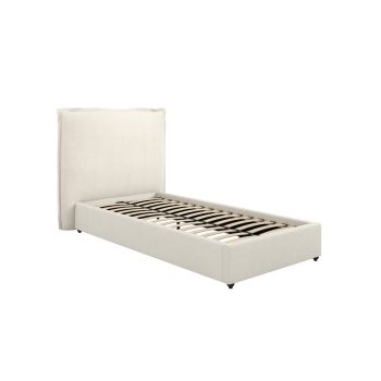 Sunday Single Bed Frame (Pack of 2) - Linen Blend - L219 x W128 x H120 cm - Ivory - Flat Pack