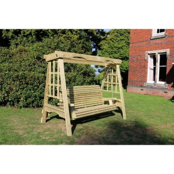 Cottage Swing - Sits 3 - L125 x W230 x H185 cm - Minimal Assembly Required - Set of Waterproof Cushions Included
