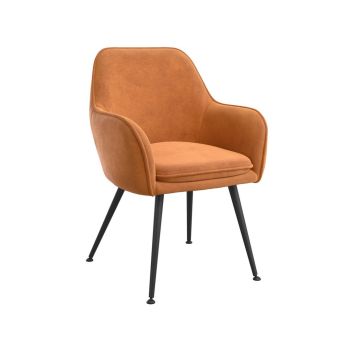 Tara Indoor Dining Chair (Pack of 2) - Velvet/Metal - L62.5 x W59 x H84.5 cm - Burnt Rust/Black - Partially Assembled
