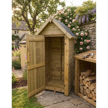Tall Garden Store Tool Shed - Timber - L100 x W150 x H204 cm - Partially Assembled