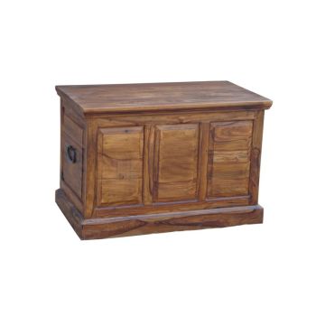 Ganga Panel Box Small - Sheesham Wood - L50 x W90 x H60 cm - Honey Dark Finish