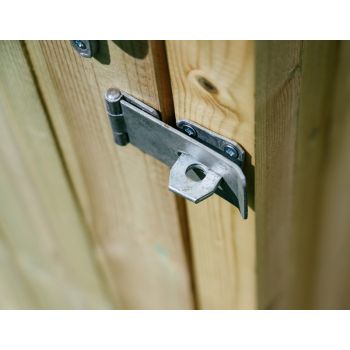 Not sold individually - Optional Extra - Safety Hasp and Staple - Each - H7.6 cm - Galvanised - Only available to order with a garden/bin store