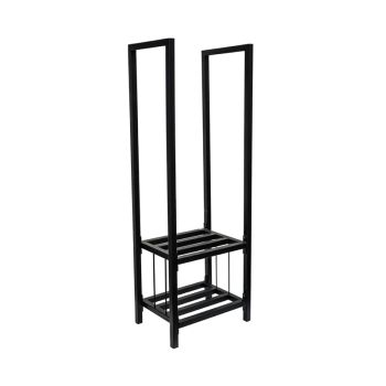 Tall Square Shelved Log Storage - Mild Steel - L38 x W42 x H120 cm - Black