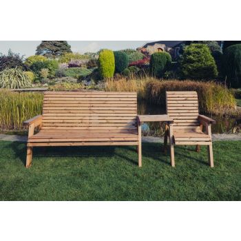 Valley 4 Seat Set 1XC 1X3B Straight Tray - Timber - L100 x W270 x H95 cm - Garden Furniture - Fully Assembled