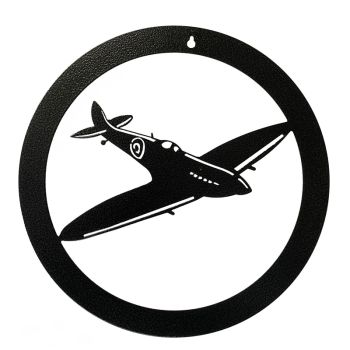 Spitfire Small Wall Art - L29.5 x W1.5 cm - Powder Coated Black