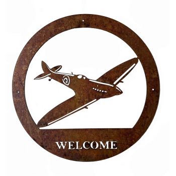 Spitfire Large Wall Art (WA06R) - Steel - W49.5 x H49.5 cm - Bare Metal/Ready to Rust