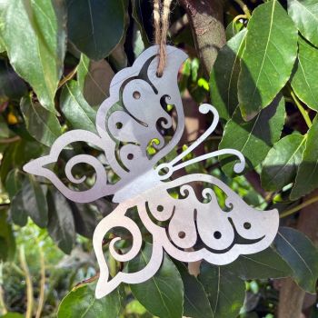 Hanging 3D Folded Wings Butterfly Garden Art - W15 x H13 cm - Black