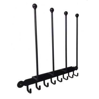 Wall Fixing Boot Rack - Wellie Stand - Steel - L7.6 x W36.8 x H53.3 cm - Powder Coated Black