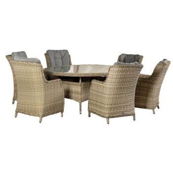 Wentworth 6 Seater Ellipse Highback Comfort Dining Set - H200 x W145 x L76 cm