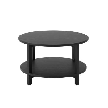 Westbrook Coffee Table - Wood Variant/Oak Veneer - L80 x W80 x H40 cm - Black - Full Assembly Required