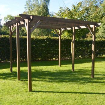 Garden Pergola 6 Post - L420 x W420 x H270 cm - Rustic Brown