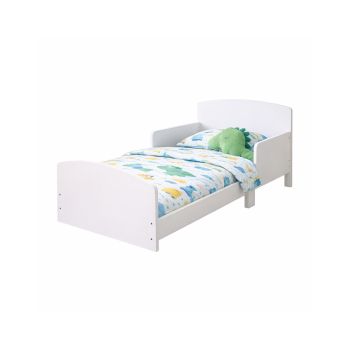 Kids Toddler Bed Frame with Safety Rails - L144 x W74 x H59 cm - Assembly Required - White