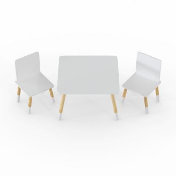 Kids Snow Table & 2 Chairs Set - Wood - White - Assembly Required