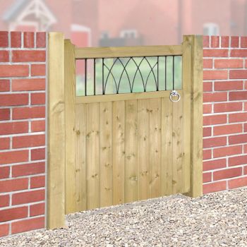 Windsor Low Single Garden Gate - Pressure Treated Scandinavian Redwood - W900 x H1200 mm