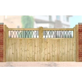 Windsor Low Double Driveway Gate - Pressure Treated Scandinavian Redwood - W3000 x H1200 mm