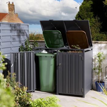 Wimbledon Double Bin Store - Steel - L81 x W132.5 x H116.5 cm - Powder-Coated - Anthracite