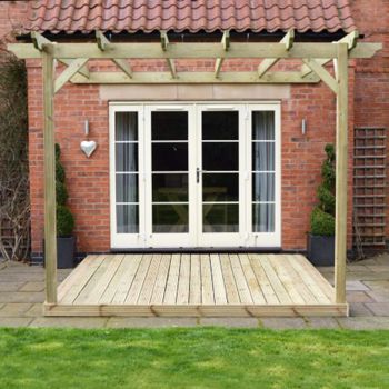 Wall Mounted Pergola and Decking Kit - L300 x W300 x H270  cm - Light Green