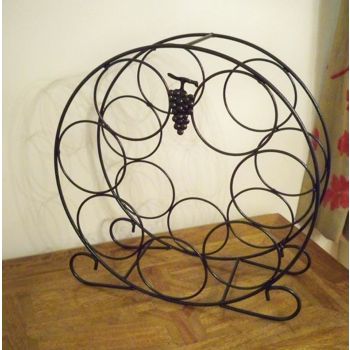 7 Bottle Wine Rack - Bottle Store - Solid Steel - L17.8 x W49.5 x H49.5 cm - Powder Coated Black