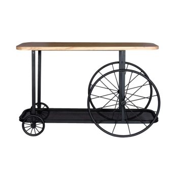 Craft Wheel Console Table - Solid Mango Wood - L40 x W120 x H80 cm